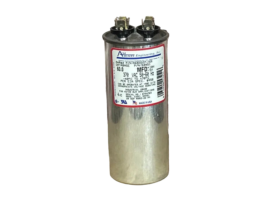 370 Vac, 60MFD 50/60 Hz, Round Capacitor