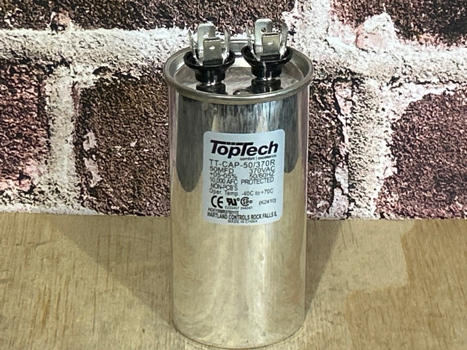 370 Vac, 50MFD 50/60 Hz, Round Capacitor