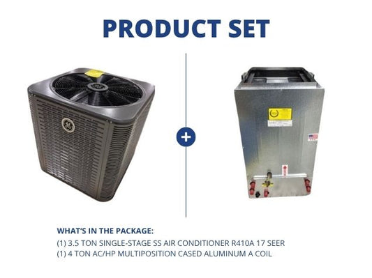 3.5 Ton 1-Stage SS Air Conditioner R410A 17 SEER and 4 Ton AC/HP Multiposition Cased Aluminum A Coil