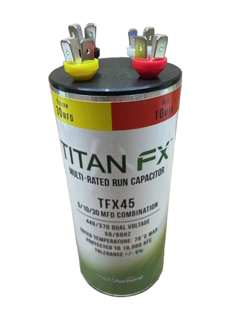 370/440 Vac, 45 MFD (5/10/30), 50/60 Hz, Multi-Rated Round Capacitor