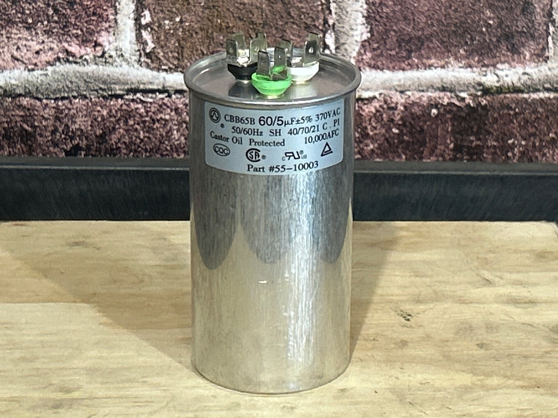 370 Vac, 60+5MFD 50/60 Hz, Round Capacitor