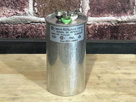 370 Vac, 60+5MFD 50/60 Hz, Round Capacitor