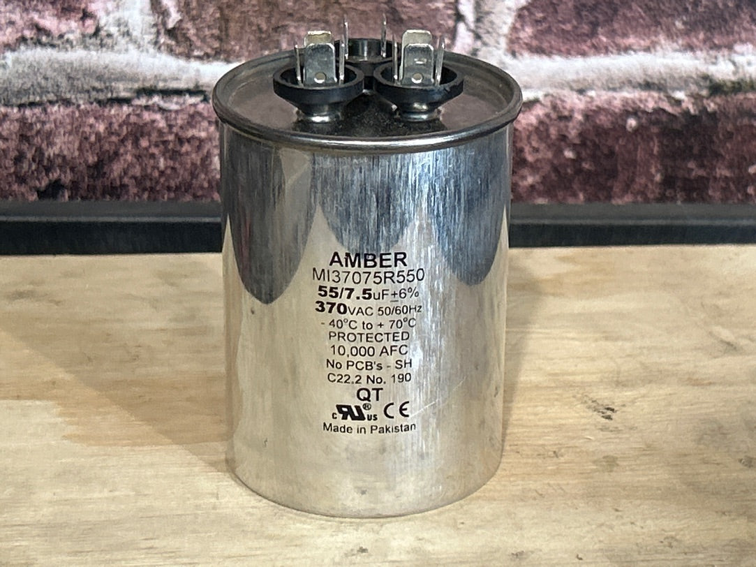 370 Vac, 55+7.5MFD 50/60 Hz, Round Capacitor