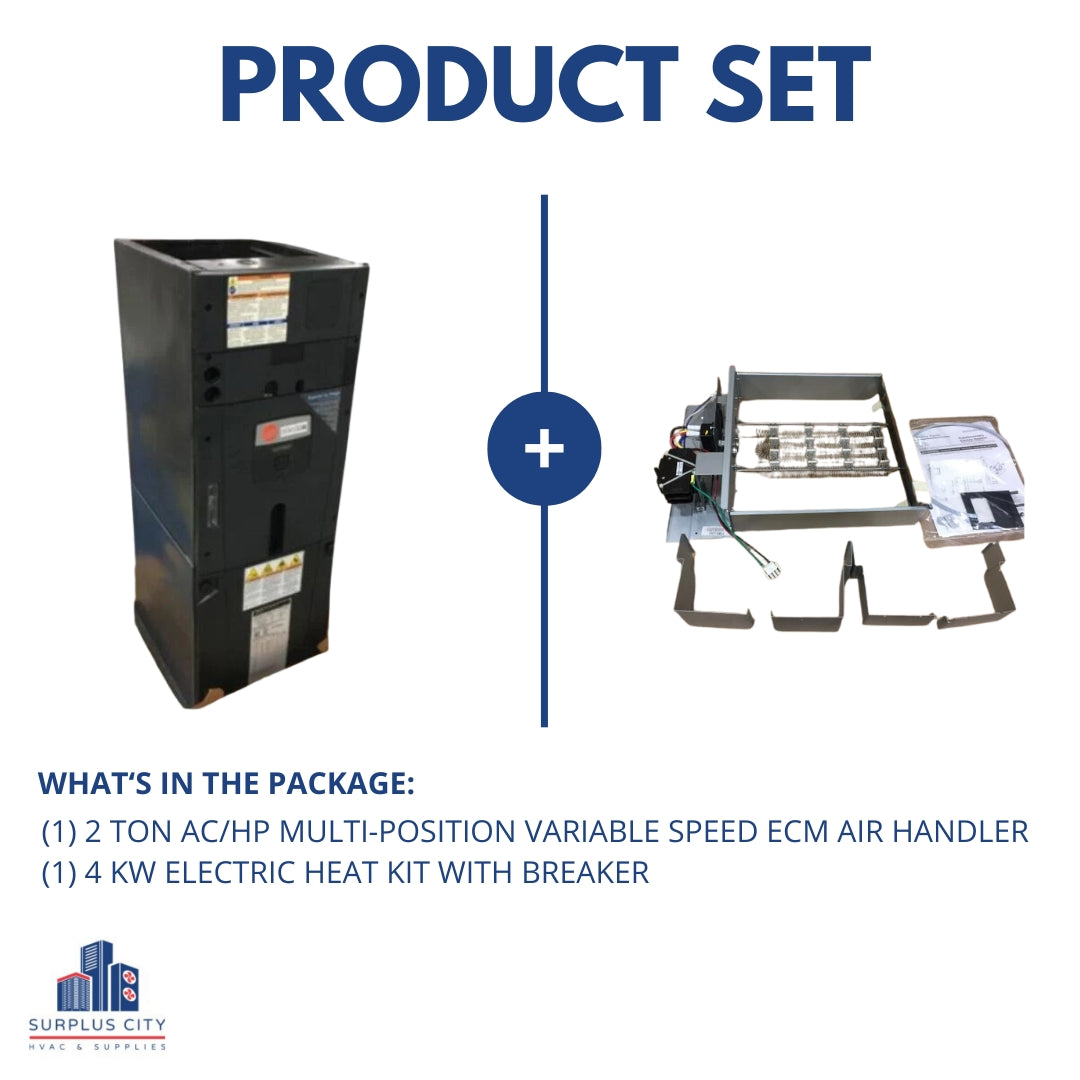 Manejador de aire de velocidad variable multiposición ECM de 2 toneladas con CA/HP y kit de calefacción de 4 Kw; 200-230/60/1, R-410A