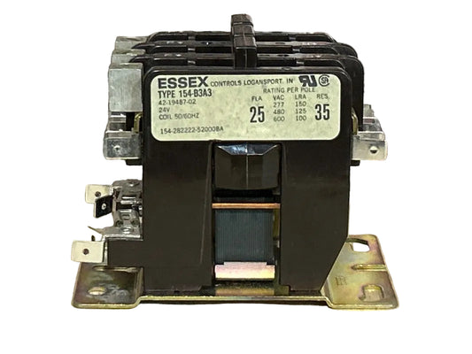 24 V, 50/60 Hz, 25 Amps 3 Pole Contactor