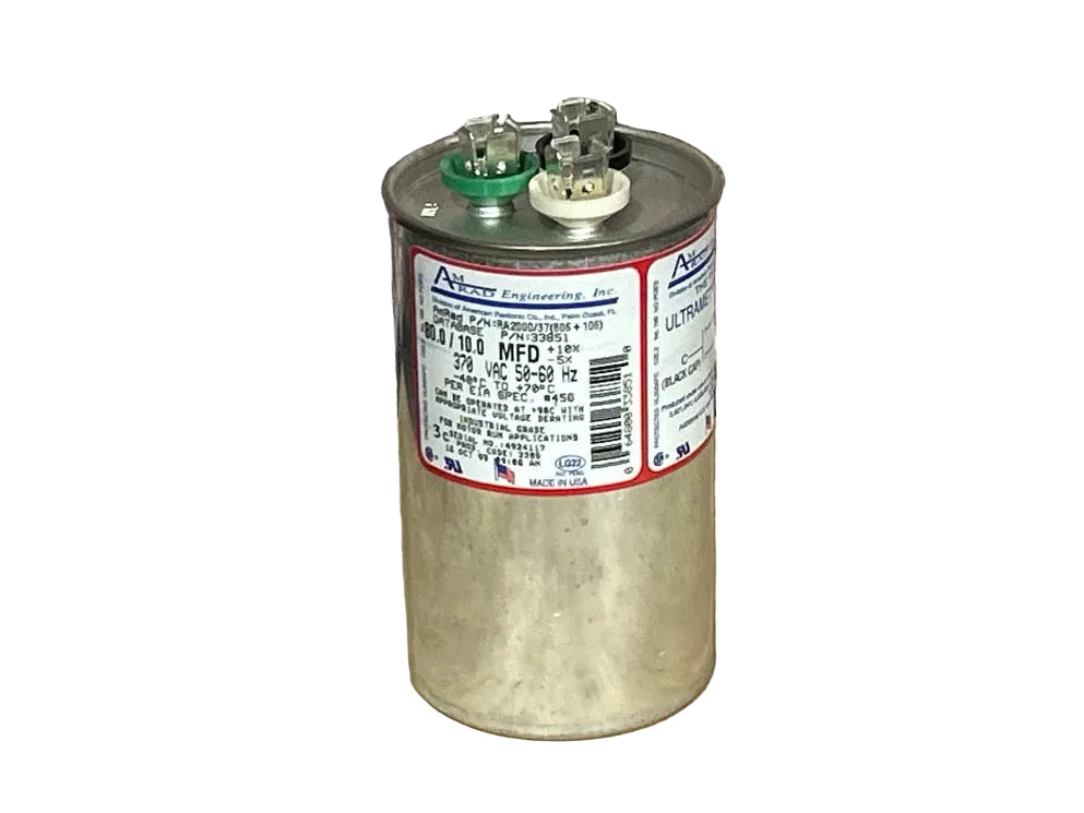 370 Vac, 80+10MFD 50/60 Hz, Round Capacitor