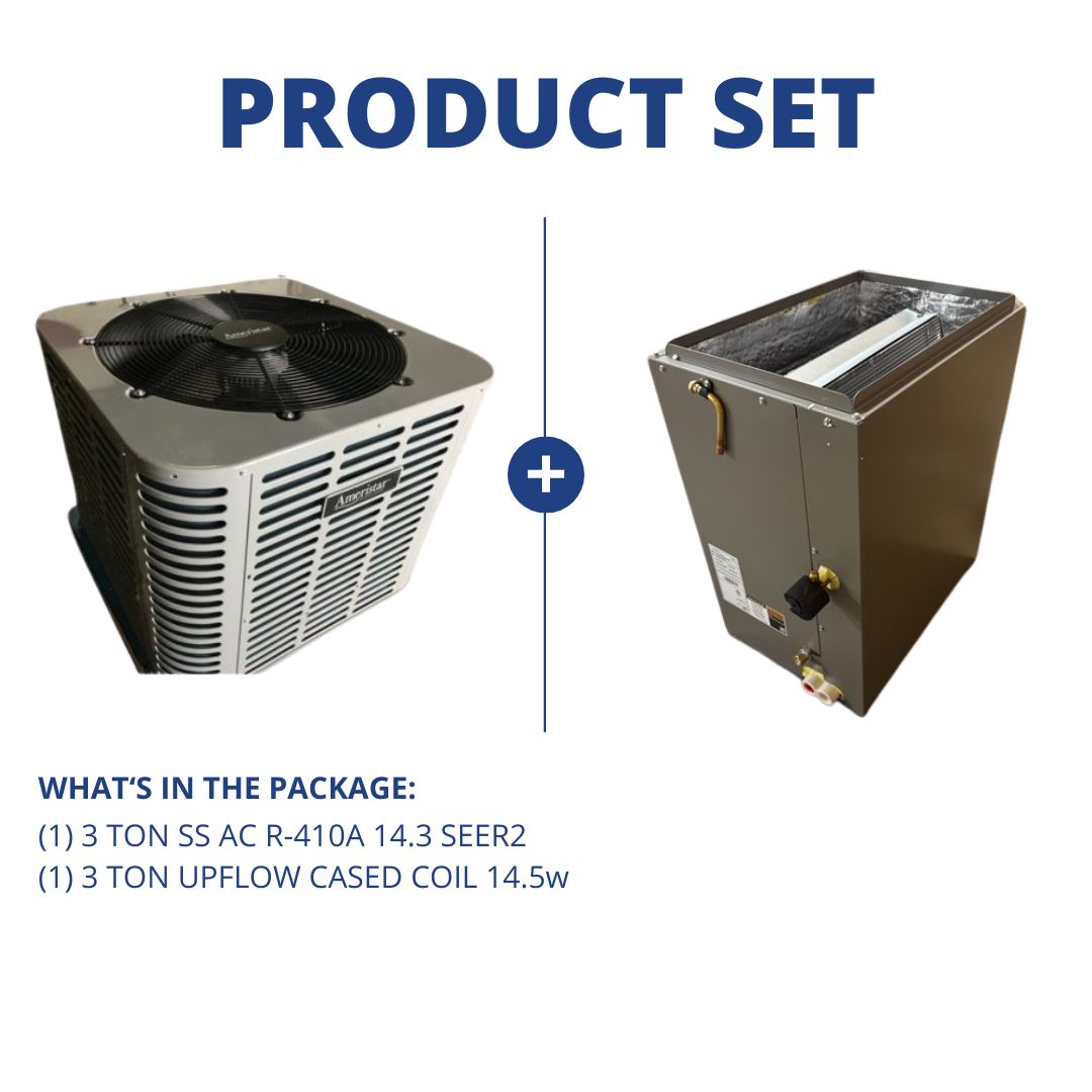 3 Ton SS AC R-410A 14.3 Seer2 and 3 Ton Upflow Cased Coil 14.5w