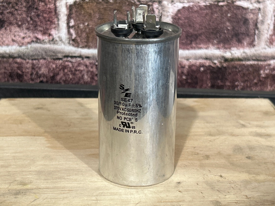 370 Vac, 30+10MFD 50/60 Hz, Round Capacitor