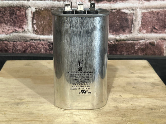 370 Vac, 55+5MFD 50/60 Hz, Oval Capacitor