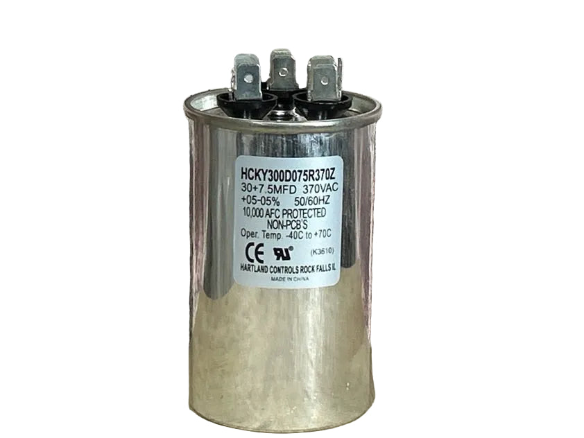 370 Vac, 30+7.5MFD 50/60 Hz, Round Capacitor