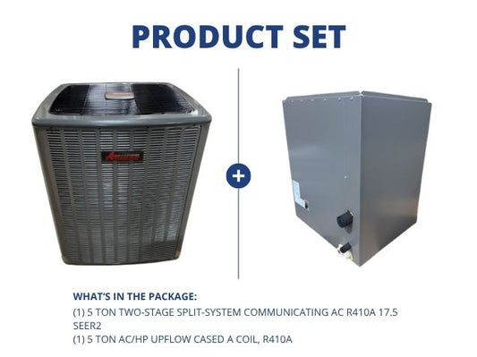 5 Ton Two-Stage SS Communicating AC R410A 17.5 SEER2 with 5 Ton AC/HP Upflow Cased A Coil, R410A