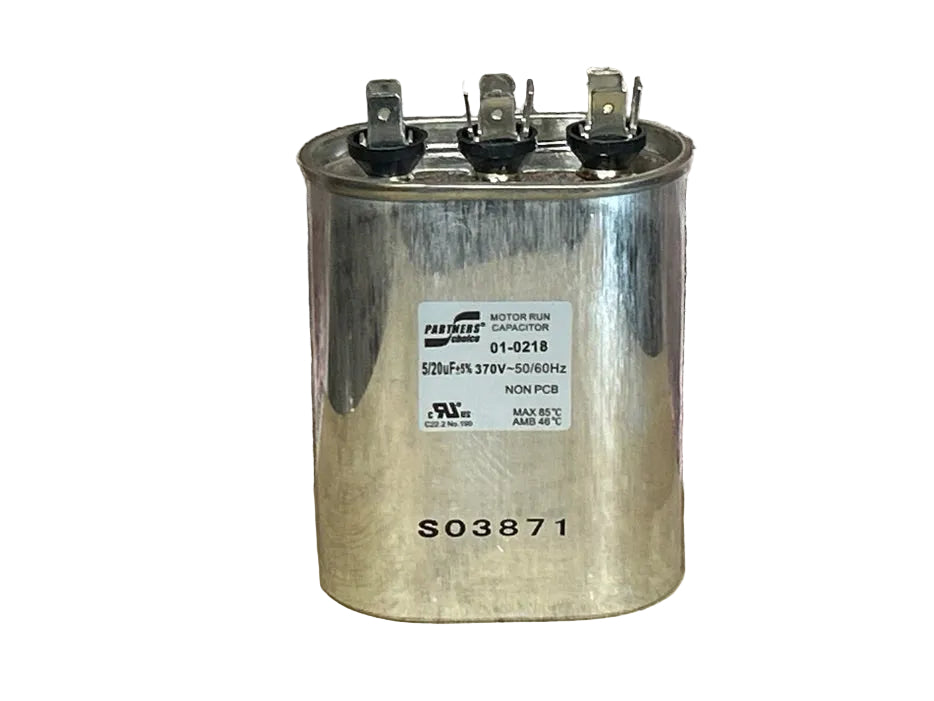 370 Vac, 20+5MFD 50/60 Hz, Oval Capacitor