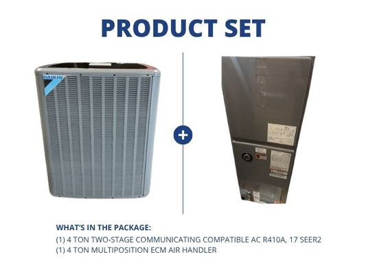 4 Ton Two-Stage Communicating Compatible AC R410A, 17 SEER2 with 4 Ton Multiposition ECM Air Handler