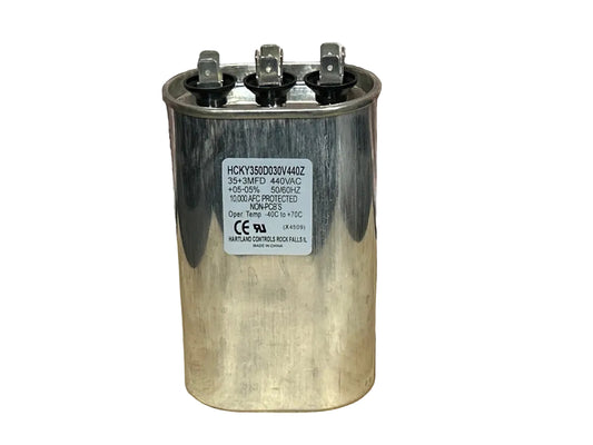440 Vac, 35+3MFD 50/60 Hz, Oval Capacitor