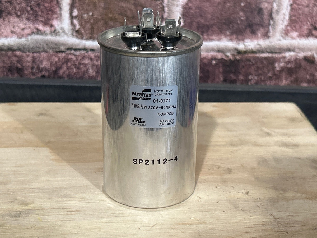 370 Vac, 45+7.5MFD 50/60 Hz, Round Capacitor