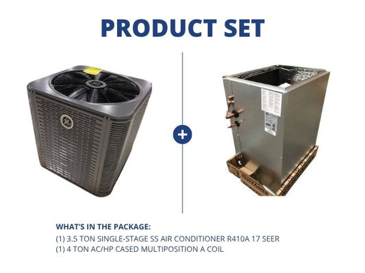3.5 Ton Single-Stage SS Air Conditioner R410A 17 SEER with 4 Ton AC/HP Cased Multiposition A Coil