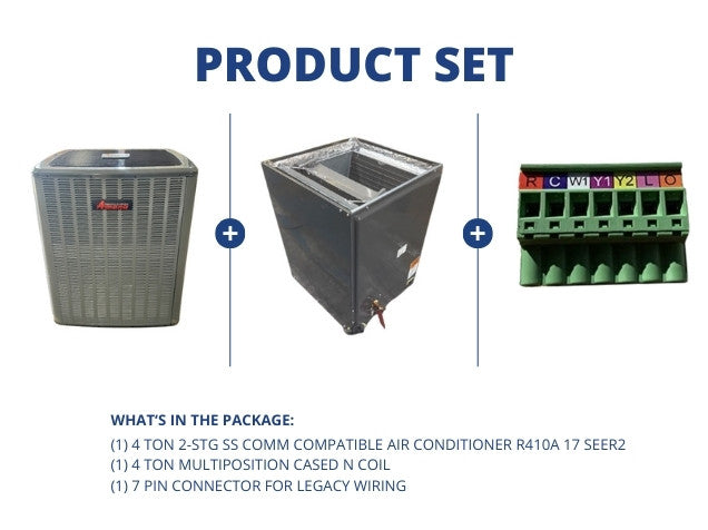 4 Ton 2-Stg SS Comm Compatible AC R410A 17 SEER2 and 4 Ton Multi Cased N Coil and 7 Pin Connector