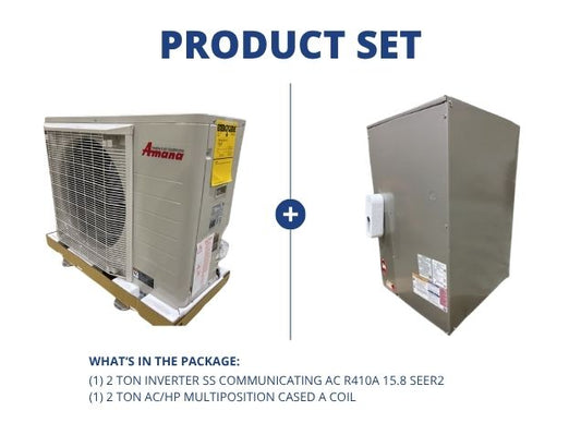 2 Ton Inverter SS Communicating AC R410A 15.8 SEER2 with 2 Ton AC/HP Multiposition Cased A Coil