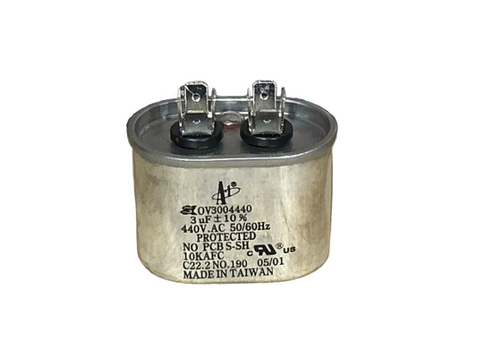 440 Vac, 3MFD 50/60 Hz, Oval Capacitor