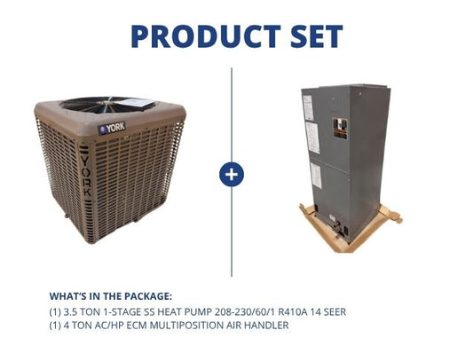 3.5 Ton 1-Stg SS Heat Pump 208-230/60/1 R410A 14 SEER with 4 Ton AC/HP ECM Multiposition Air Handler