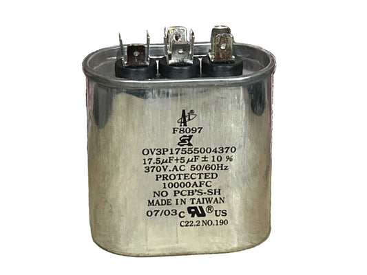 370 Vac, 17.5+5MFD 50/60 Hz, Oval Capacitor