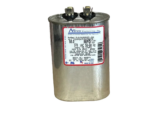 370 Vac, 55MFD 50/60 Hz, Oval Capacitor