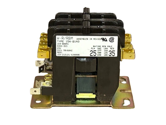 24 V, 50/60 Hz, 25 Amps 3 Pole Contactor