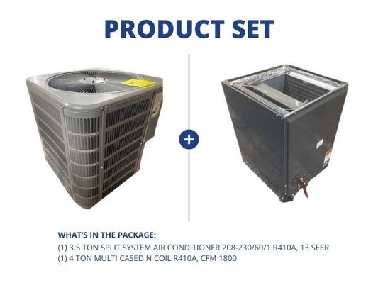 3.5 Ton SS Air Conditioner 208-230/60/1 R410A, 13 SEER with 4 Ton Multi Cased N Coil R410A, CFM 1800