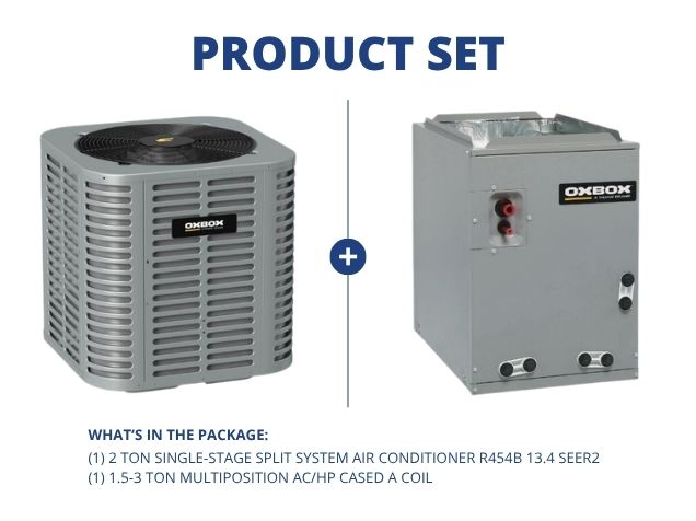 2 Ton 1-Stg SS Air Conditioner 208-230/60/1 R454B 13.4 SEER2 with 1.5-3 Ton AC/HP Multi Cased A Coil