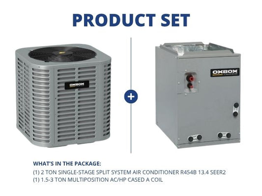 2 Ton 1-Stg SS Air Conditioner 208-230/60/1 R454B 13.4 SEER2 with 1.5-3 Ton AC/HP Multi Cased A Coil
