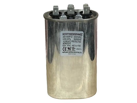 440 Vac, 35+5MFD 50/60 Hz, Oval Capacitor