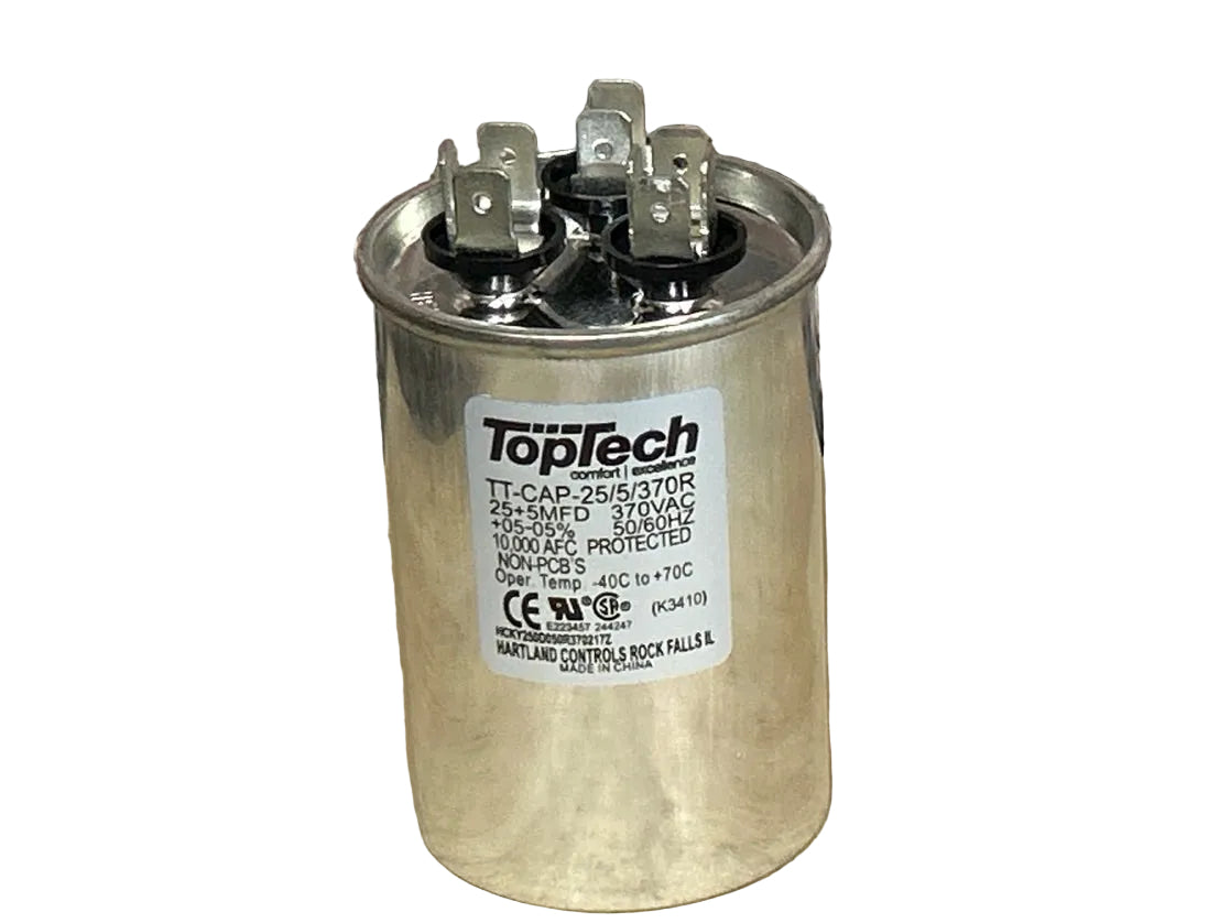 370 Vac, 25+5MFD 50/60 Hz, Round Capacitor