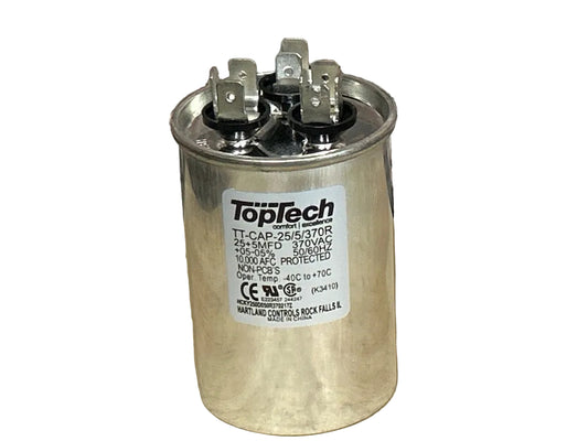 370 Vac, 25+5MFD 50/60 Hz, Round Capacitor