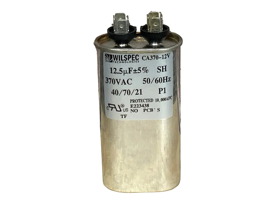 370 Vac, 12.5MFD 50/60 Hz, Oval Capacitor