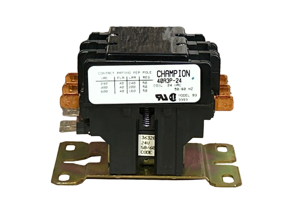 24 V, 50/60 Hz, 40 Amps 3 Pole Contactor