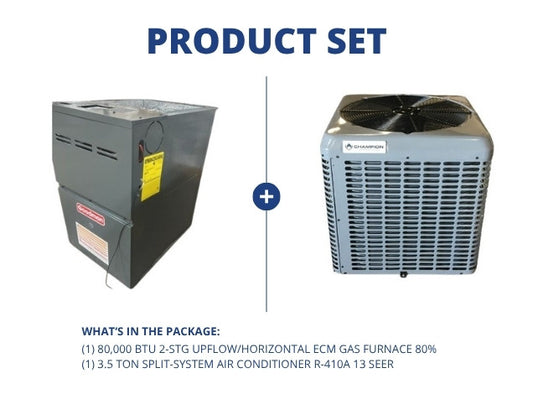 40,000 BTU Upflow/Horizontal 80% Furnace, Ton 14 Seer Air