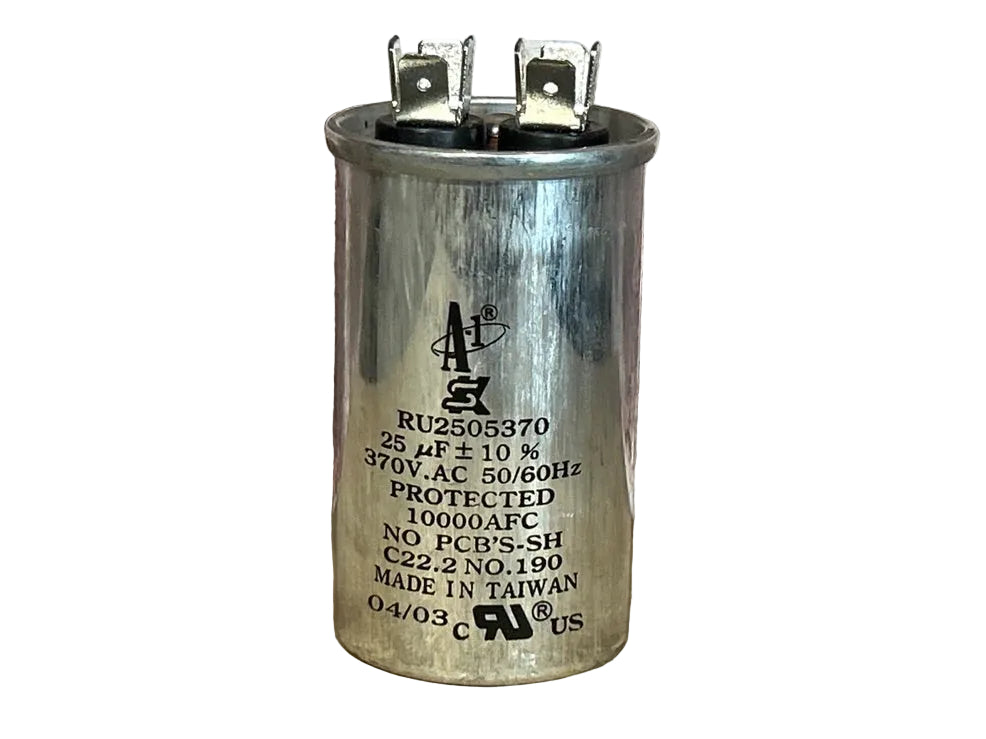 370 Vac, 25MFD 50/60 Hz, Round Capacitor