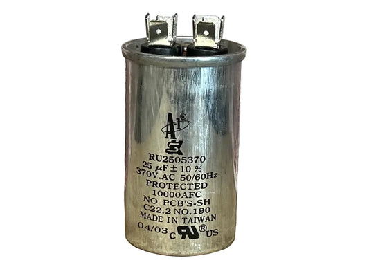 370 Vac, 25MFD 50/60 Hz, Round Capacitor