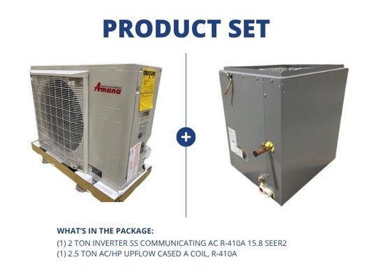 2 Ton Inverter SS Communicating AC R-410A 15.8 SEER2 with 2.5 Ton AC/HP Upflow Cased A Coil, R-410A