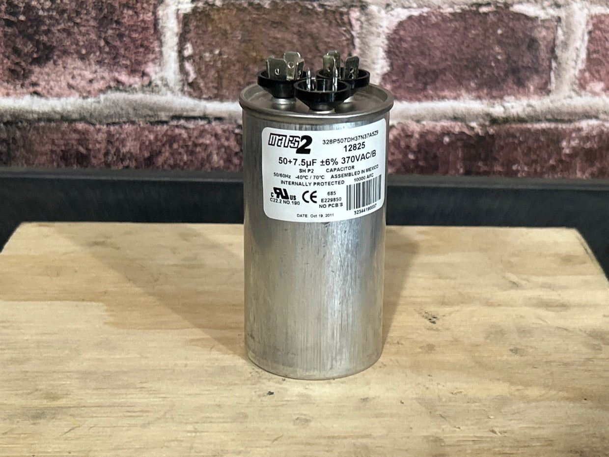 370 Vac, 50+7.5MFD 50/60 Hz, Round Capacitor