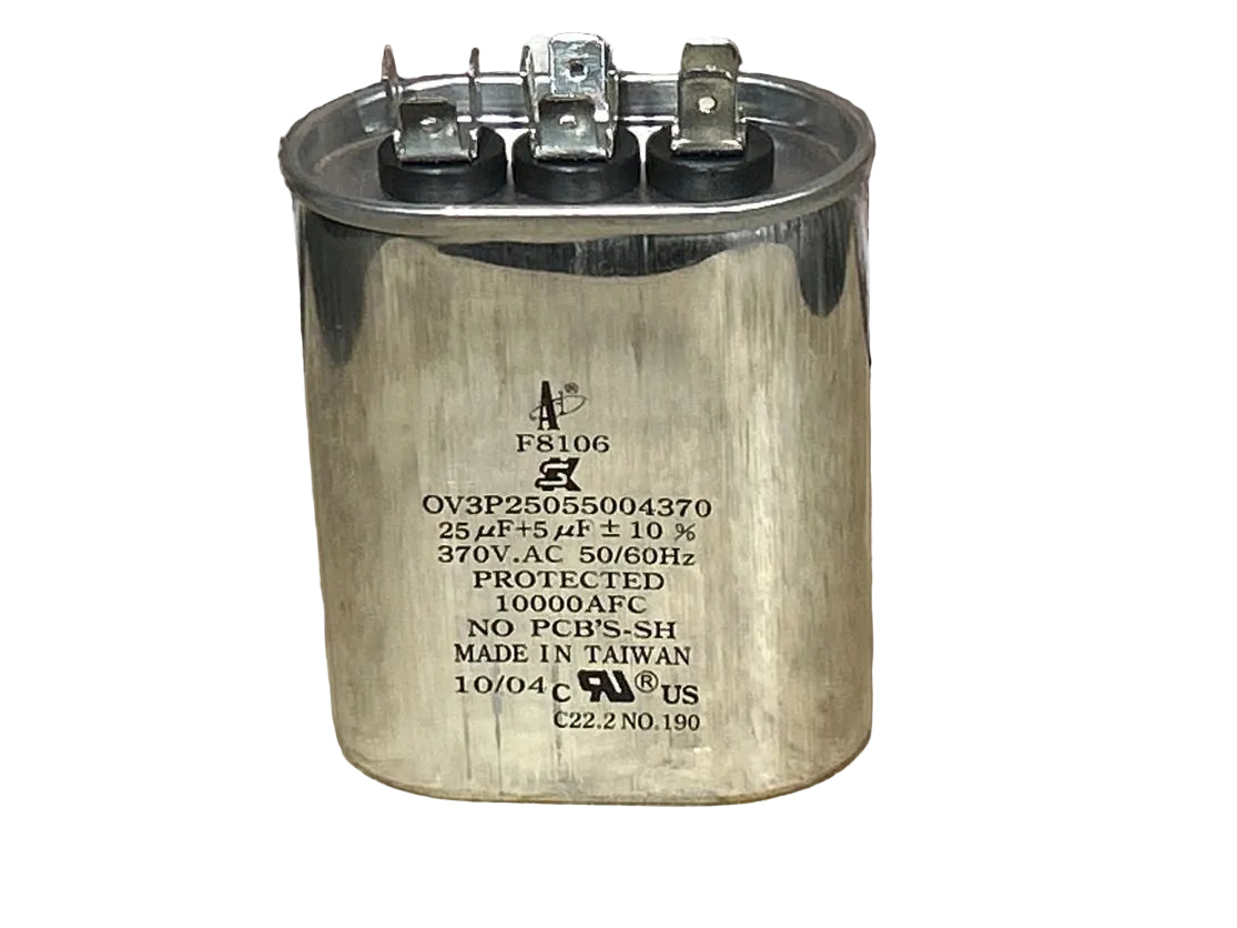 370 Vac, 25+5MFD 50/60 Hz, Oval Capacitor