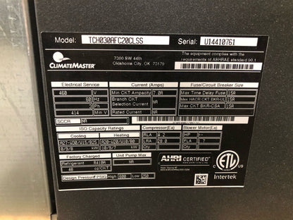 Bomba de calor geotérmica horizontal para interiores de 2-1/2 toneladas, serie Tc, con motor PSC