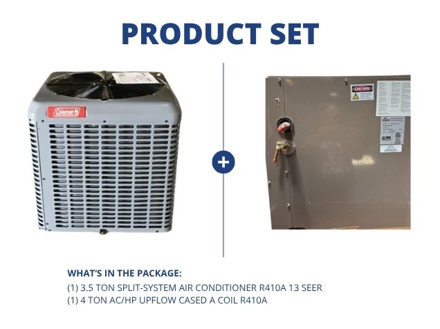 3.5 Ton Split-System Air Conditioner R410A 13 SEER with 4 Ton AC/HP Upflow Cased A Coil R410A