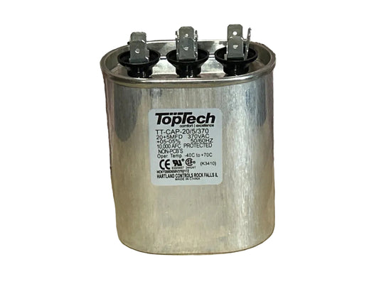 370 Vac, 20+5MFD 50/60 Hz, Oval Capacitor