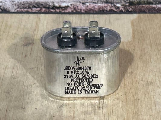 370 Vac, 6MFD 50/60 Hz, Oval Capacitor