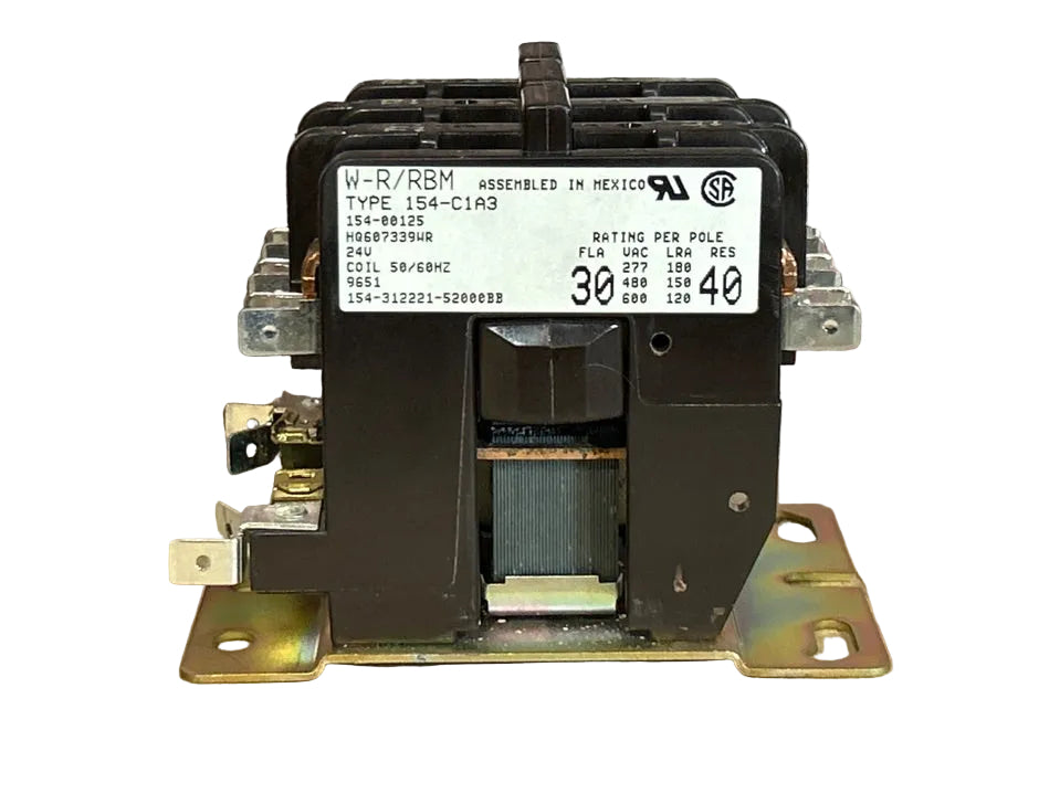 24 V, 50/60 Hz, 30 Amps 3 Pole Contactor