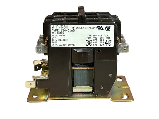 24 V, 50/60 Hz, 30 Amps 3 Pole Contactor