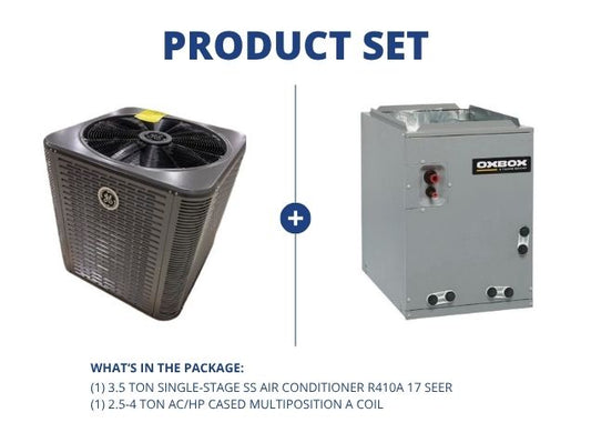3.5 Ton Single-Stage SS Air Conditioner R410A 17 SEER and 2.5-4 Ton AC/HP Cased Multiposition A Coil