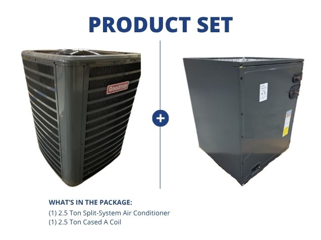 2.5 Ton SS Air Conditioner 208-230/60/1, 14.3 SEER2 and 2.5 Ton Upflow/Downflow Cased A Coil