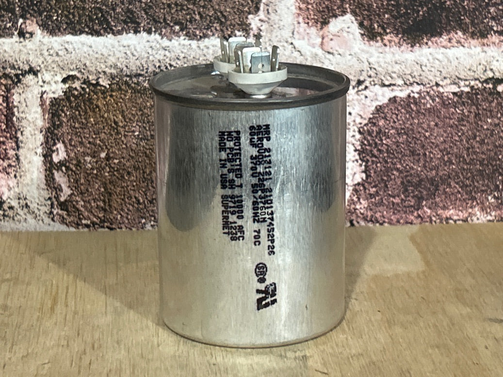 370 Vac, 60MFD 50/60 Hz, Round Capacitor